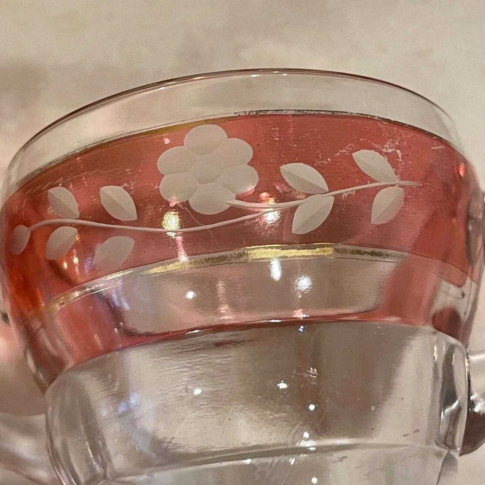 1950's Bartlett Collins ART DECO #52 Cut Open Sugar Bowl & Creamer Set Cranberry
